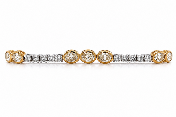 Bracelet 18kt Mixed Gold Tennis Diamonds and Oval Fancy Diamonds