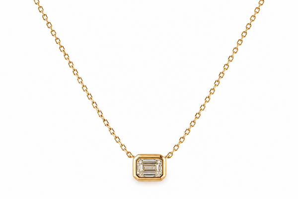 Necklace 18kt Yellow Gold Emerald cut Diamond