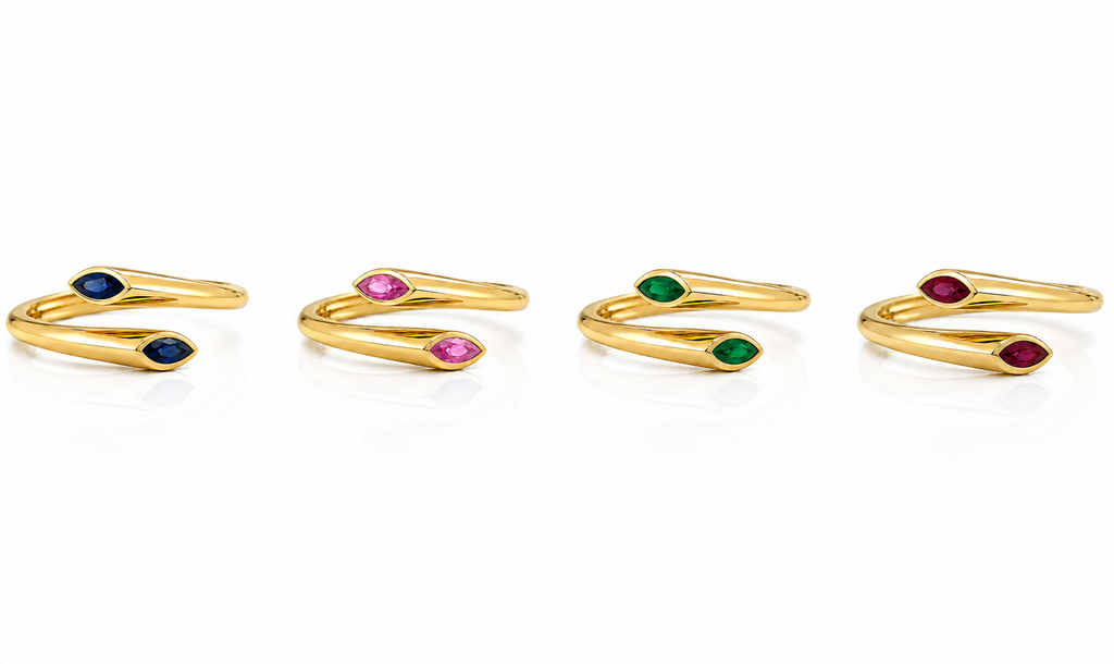 Ring 14kt Gold Spring Marquises Shape Gems