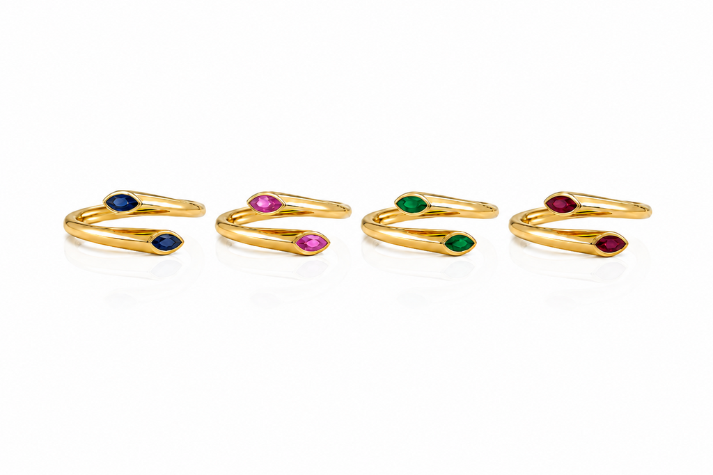 Ring 14kt Gold Spring Marquises Shape Gems
