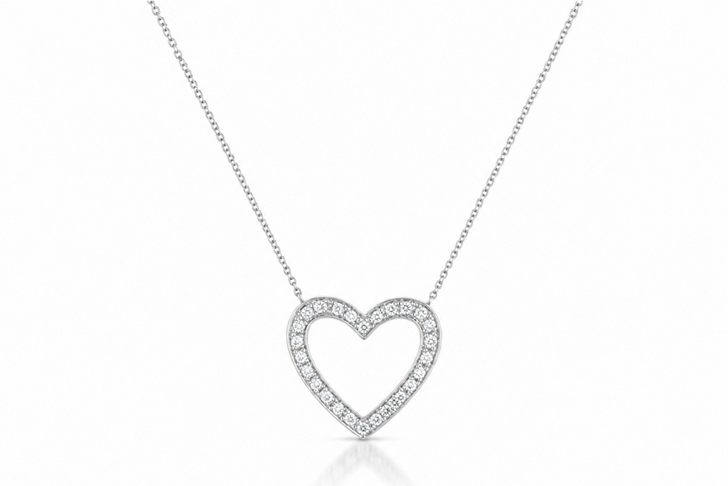 Necklace 14 Kt Gold Heart Shape with Diamond