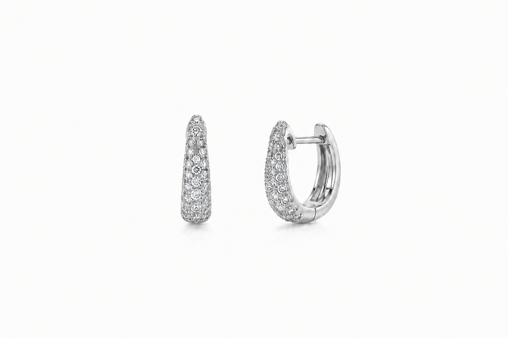 Earrings 14 kt Gold Mini Hoops & Diamonds