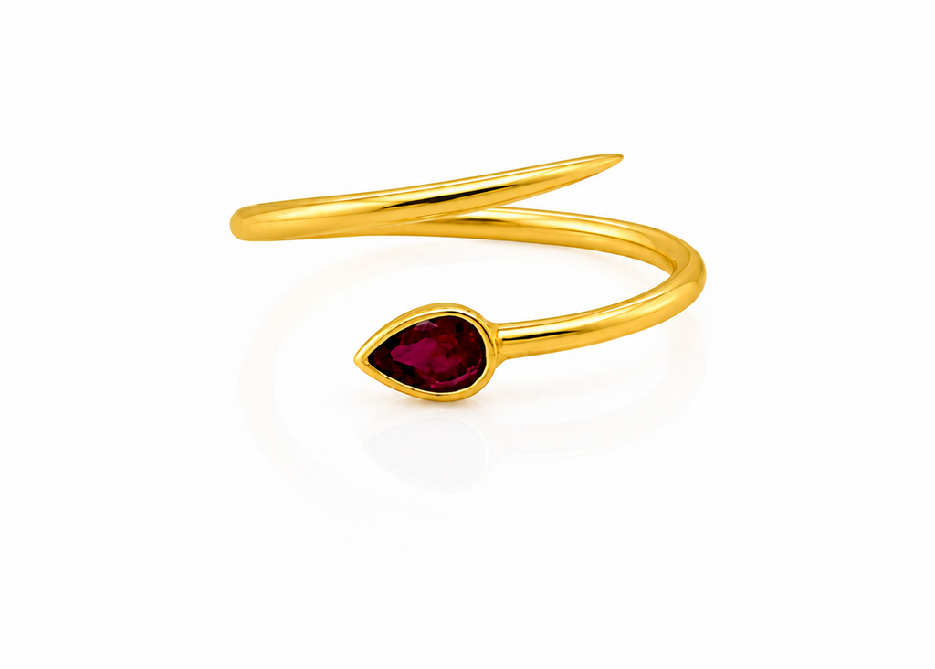 Ring 14kt Gold Spring Pear Shape Ruby