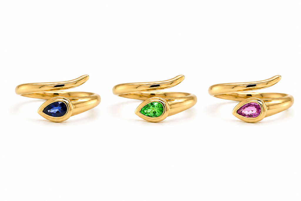 Ring 14kt Gold Spring Pear Shape Gems