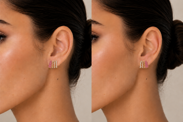 Earrings 14kt Mixed Gold Lobe Stud Diamonds and Rubies