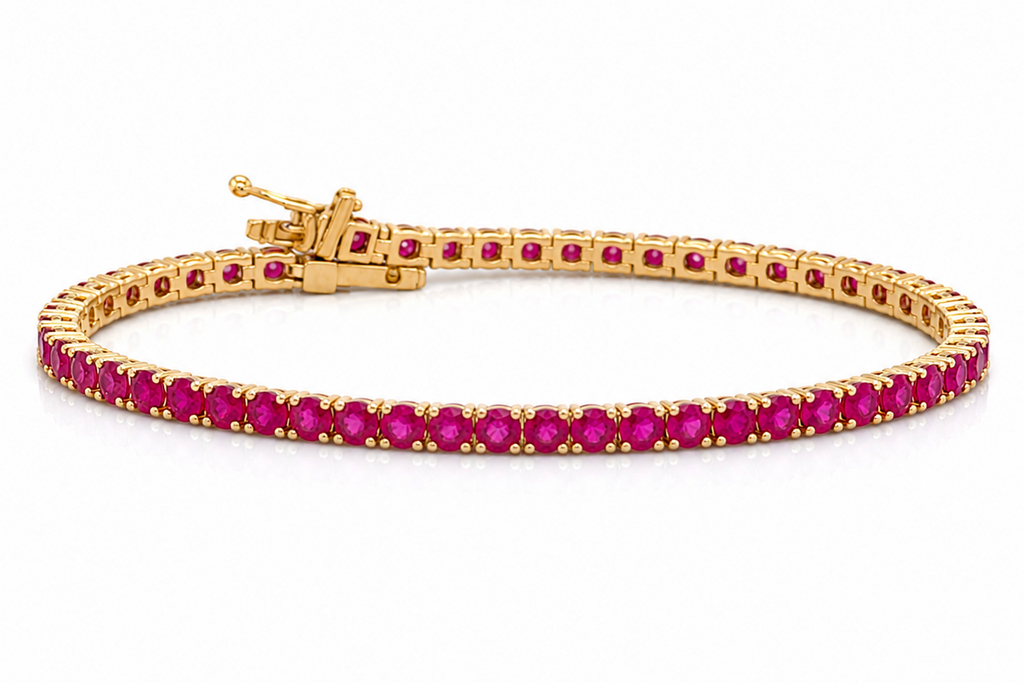 Bracelet 14kt Yellow Gold Tennis Rubies