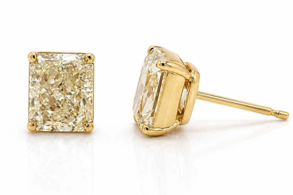 Earrings 4.10 tcw GIA Certified Fancy Yellow Diamond