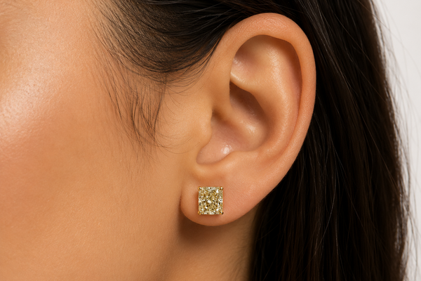 Earrings 4.10 tcw GIA Certified Fancy Yellow Diamond