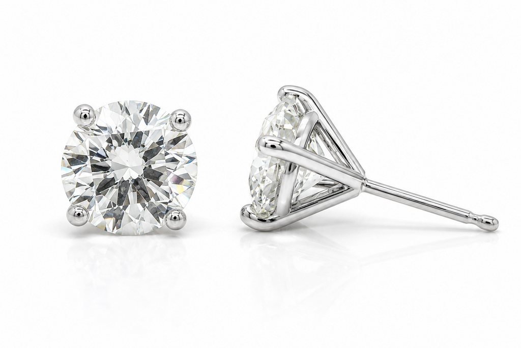 Earrings 3.00cts Natural Round Diamonds 14kt Gold Studs CGL