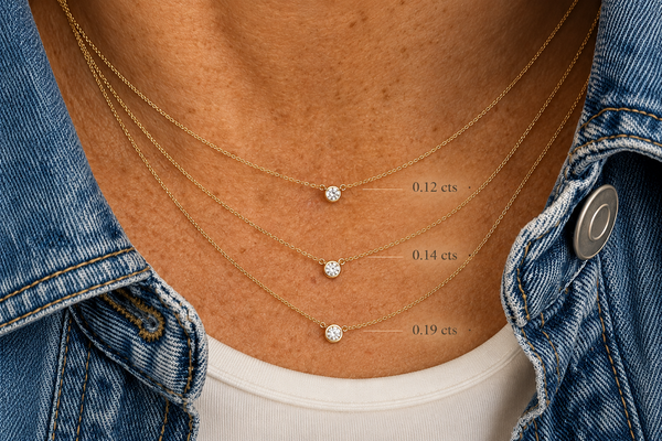 Necklace 14kt Yellow Gold with Central Diamond 0.19 carats