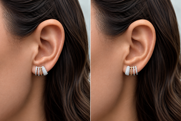 Earrings 14kt Mixed Gold Lobe Stud & Diamonds