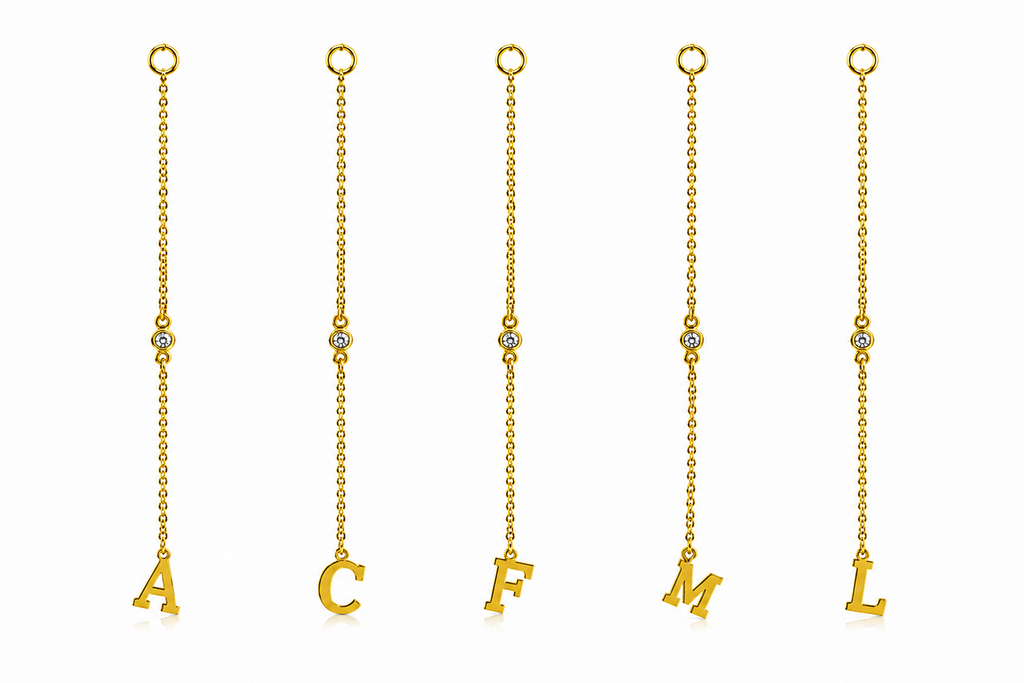 Earring Enhancer 14kt Yellow Gold Letter and Diamond