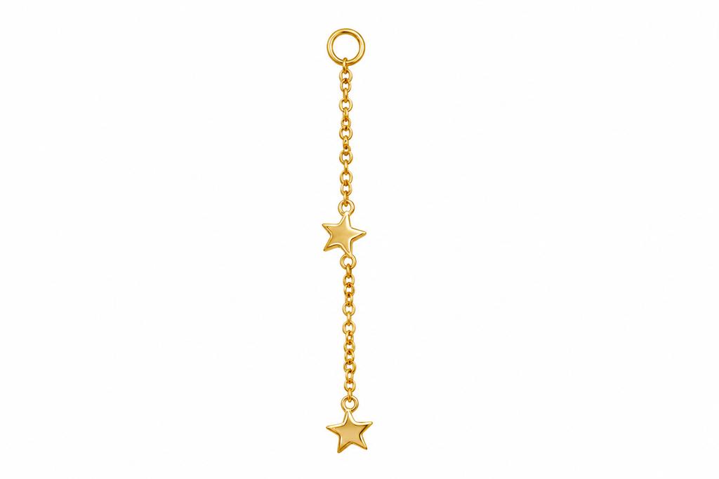Earring Enhancer 14kt Yellow Gold Two Stars
