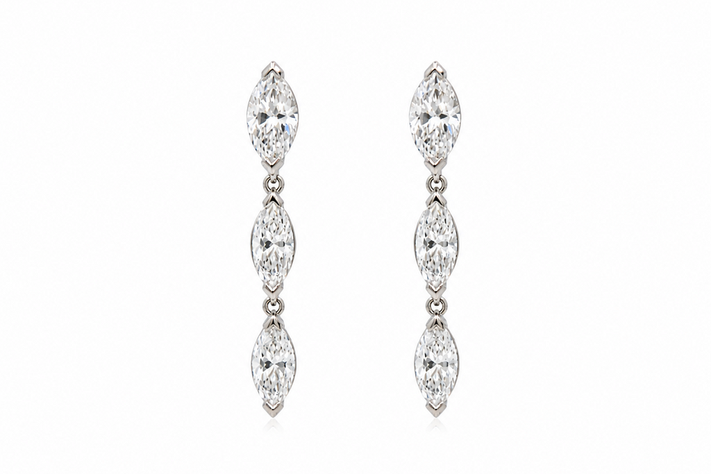 Earrings Platinum 1.49 carats of Marquises Inline Diamond