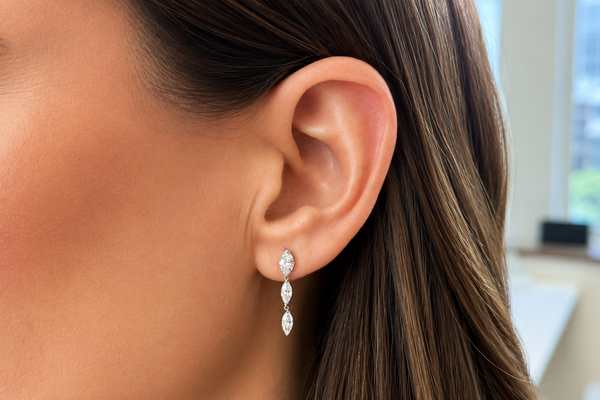 Earrings Platinum 1.49 carats of Marquises Inline Diamond