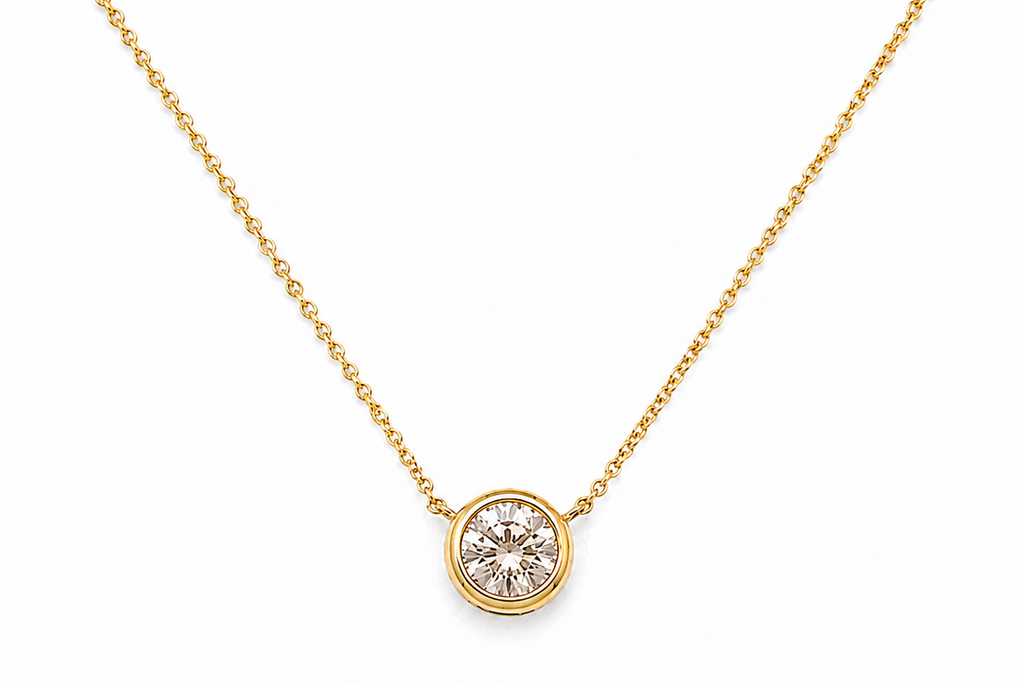 Necklace 14kt Yellow Gold with Central Diamond 0.85 carats