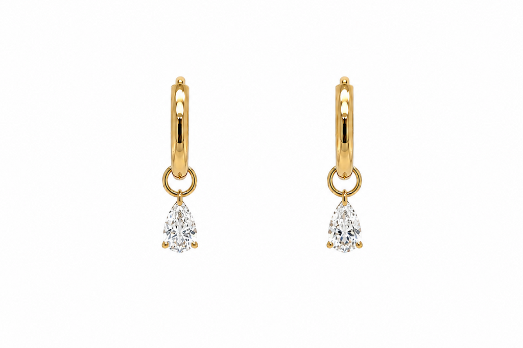 Earrings 14kt Gold Mini Hoops with Lab Diamonds