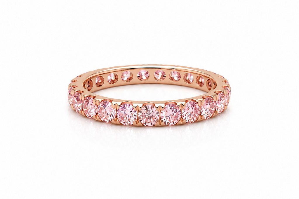 Eternity Ring 14Kt Rose Gold 1.61 cts Round Pink Lab Diamonds