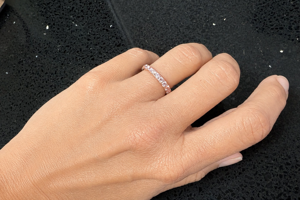 Eternity Ring 14Kt Rose Gold 1.61 cts Round Pink Lab Diamonds