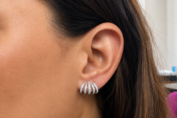 Earrings 14kt White Gold Lobe Stud & Diamonds