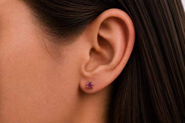 Earrings 0.51 cts Round Tourmalines 14kt Gold Studs