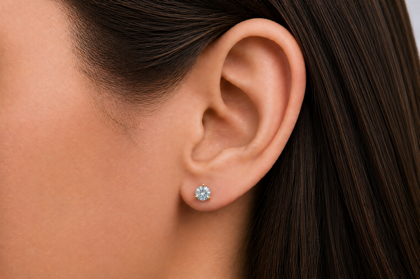 Earrings Round Aquamarines 14kt Gold Studs