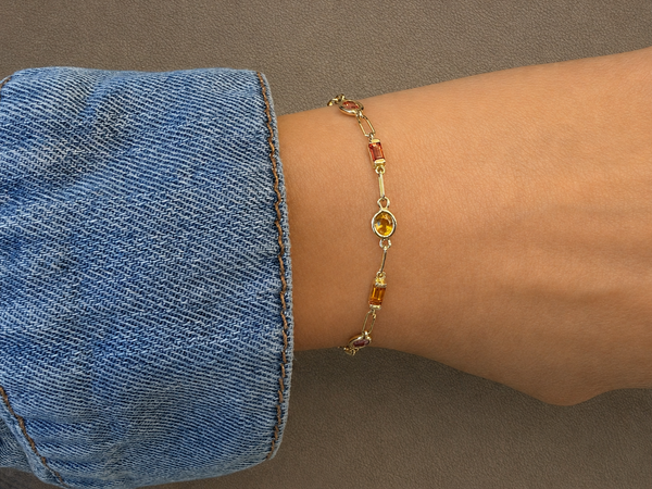 Bracelet 18kt Gold Chain & Mixed-Cut Sapphires