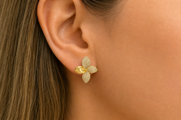 Earrings Flower Petals 14kt Gold & Diamonds