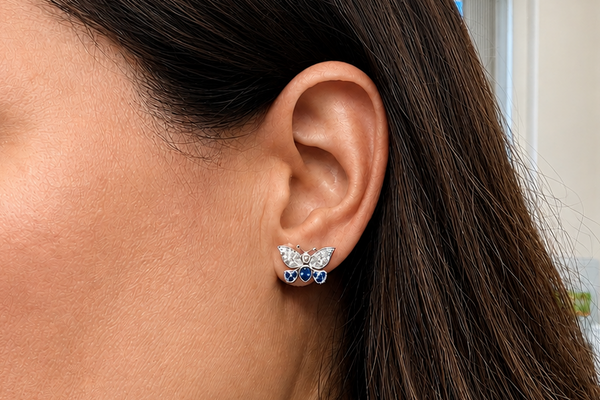 Earrings Butterfly 18kt Gold Sapphires & Diamonds