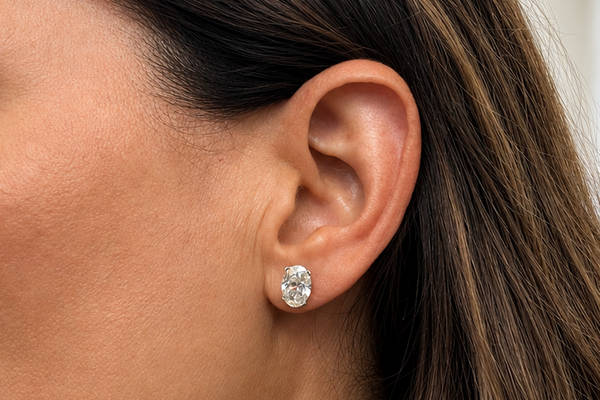 Earrings 4.06cts Natural Oval Diamonds Platinum Studs GIA