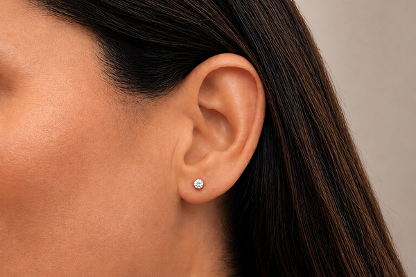 Earrings 18kt Gold Diamonds Round Studs 0.26 cts
