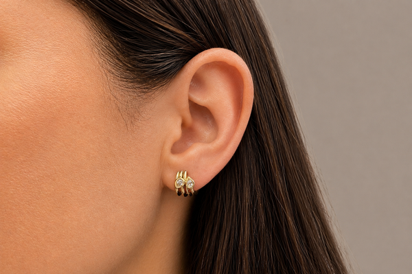 Earrings 14kt Gold Lobe Stud & Pear Diamonds