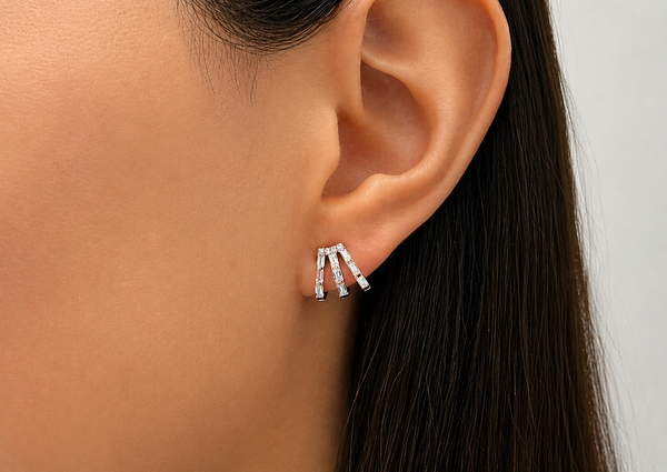 Earrings 14kt Rose Gold Cage Lobe Studs & Diamonds