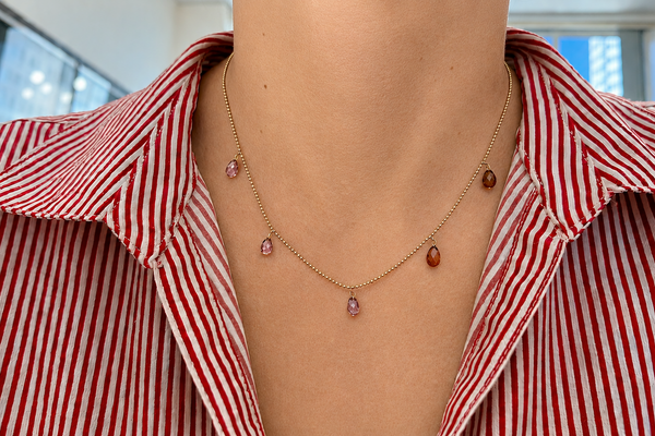 Necklace 14kt Gold Shaker 5 Purple Sapphires
