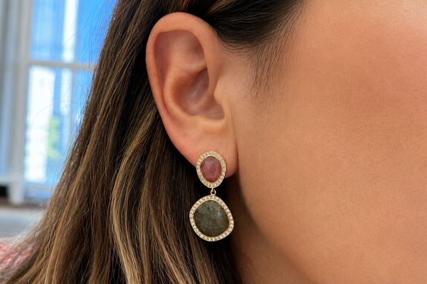Earrings 14kt Gold Sapphires and Diamonds