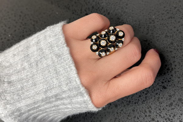 Maria Canale 18K Yellow Gold Pyramide Black Onyx Ring