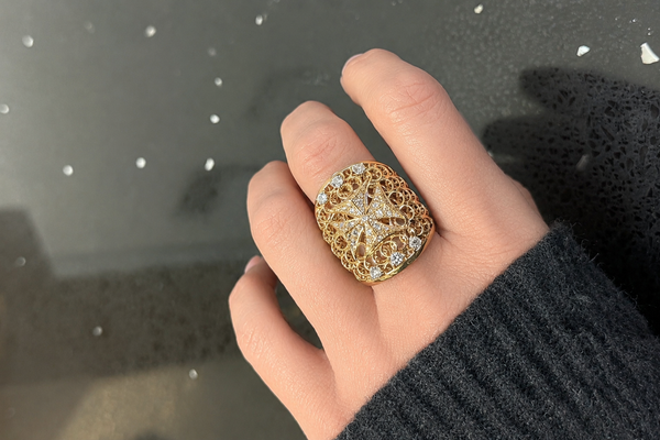 18kt Rose Gold Joan of Arc Diamond ring .89ct by Designer Verhoven