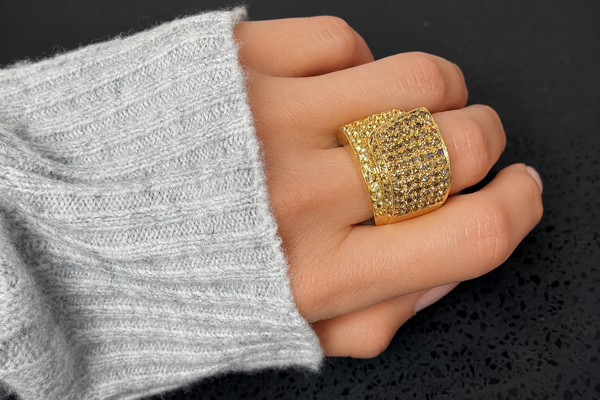 Paolo Piovan Gioielli 18Kt Yellow Gold Ring  Diamonds & YL Sapphires