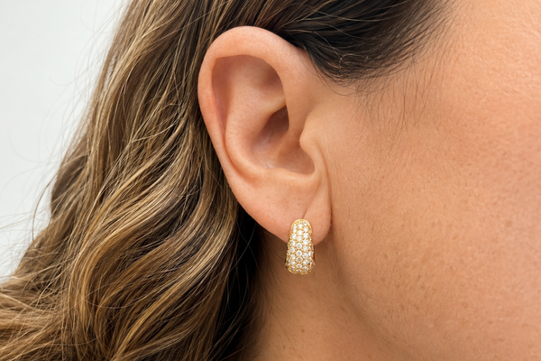 Earrings 18kt Yellow Gold Huggies &  Diamonds