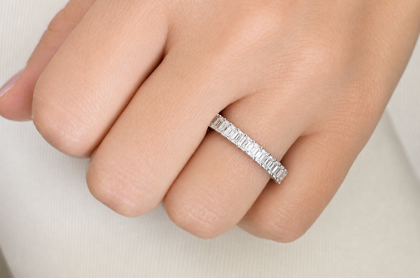 Eternity Ring 2.62cts Emerald Cut Diamonds & Platinum