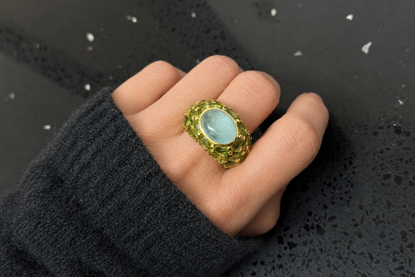 Mimi 18K Yellow Gold Aqua and Peridot Ring