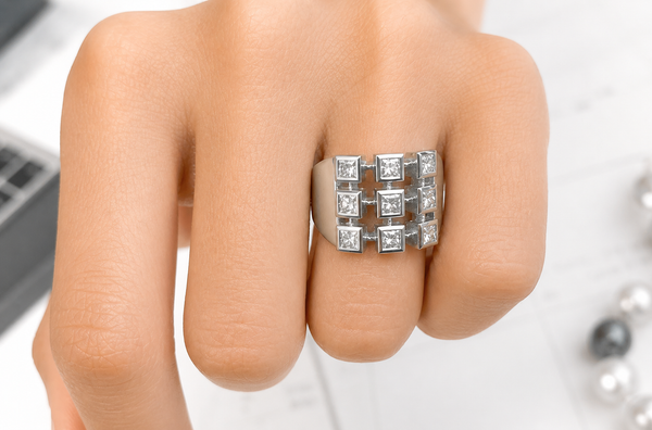 Ring White Gold & Princess Cut Diamonds