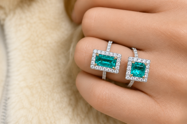 Ring Colombian Square Emerald Extra Quality & Diamonds