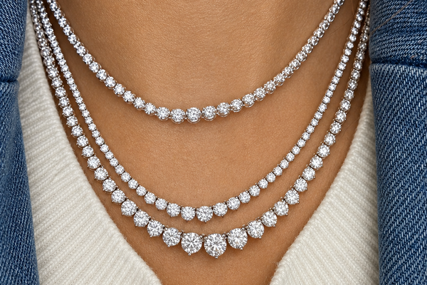 Necklace 18kt Gold Graduated Diamonds 5.20 cts