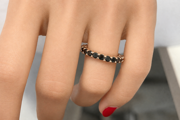 Eternity Ring 18kt Rose Gold Black Diamonds