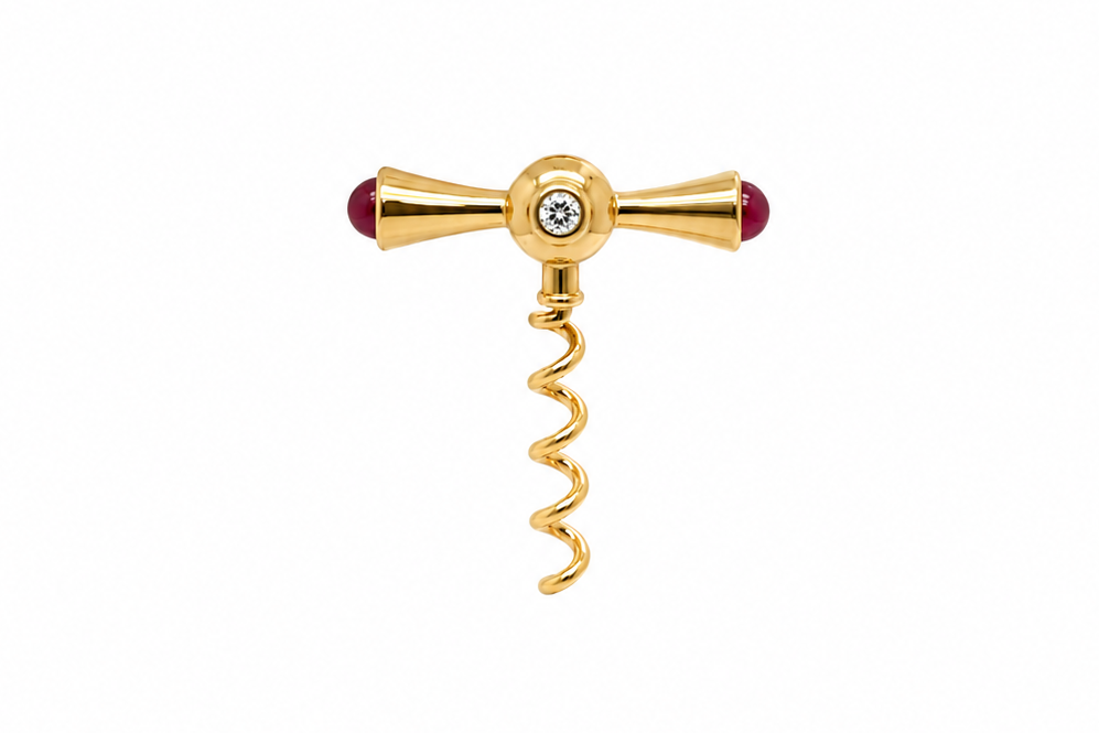Men's 18Kt Yellow Gold Corkscrew Pin