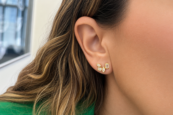 Earrings 18kt Yellow Gold Mixed Cut Diamonds
