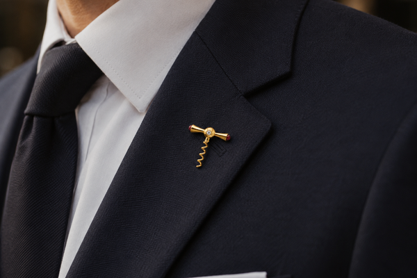 Men's 18Kt Yellow Gold Corkscrew Pin