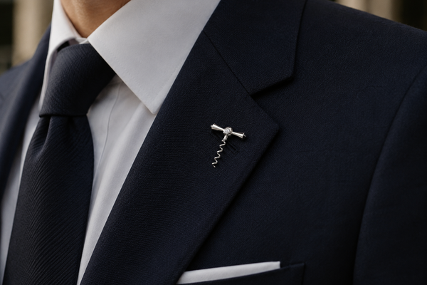 Men's 18Kt White Gold Corkscrew Pin