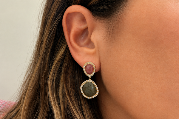 Earrings 14kt Gold Sapphires and Diamonds